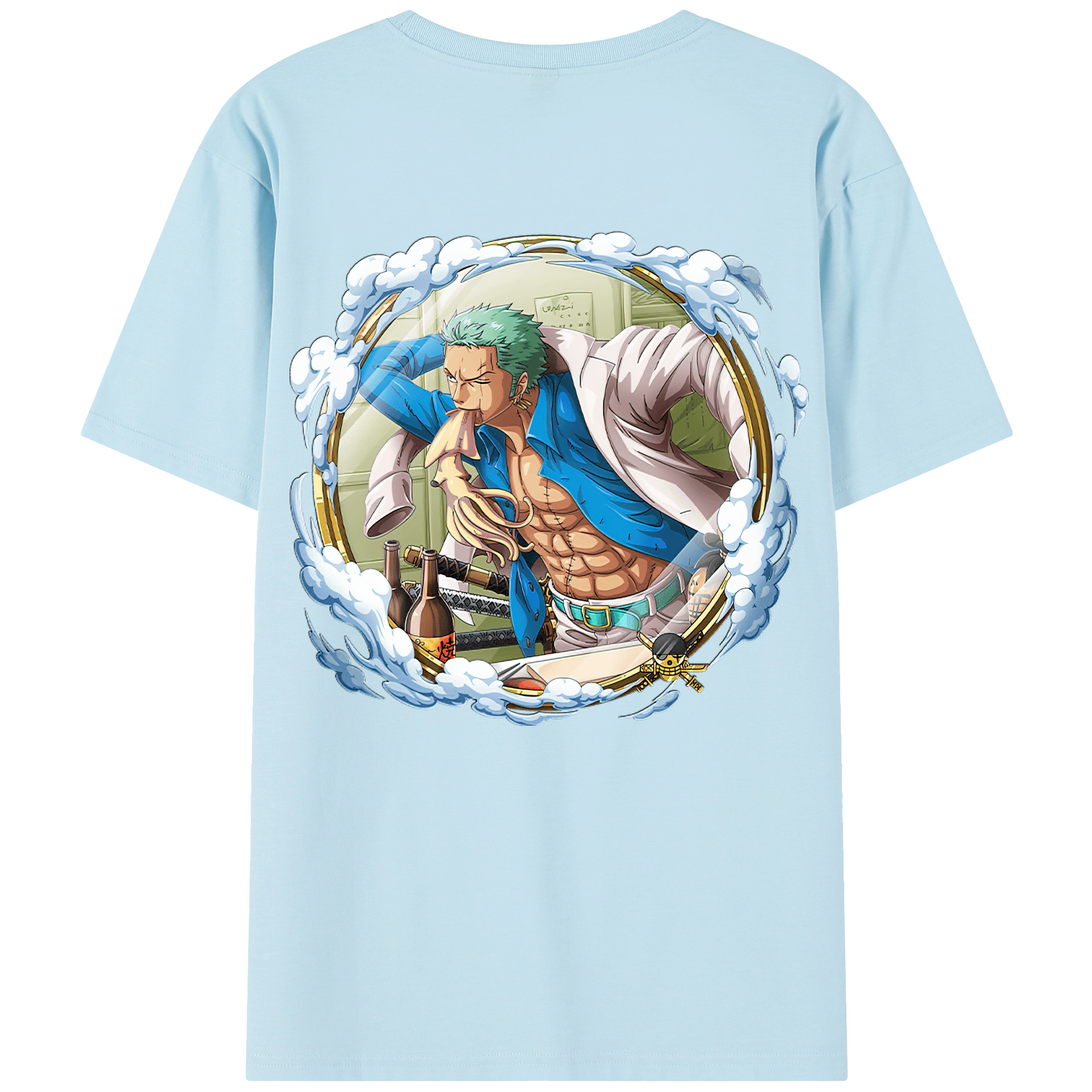 ワンピース ロロノア・ゾロ ONE PIECE Roronoa Zoro 綿100％半袖Tシャツ（背面プリント）